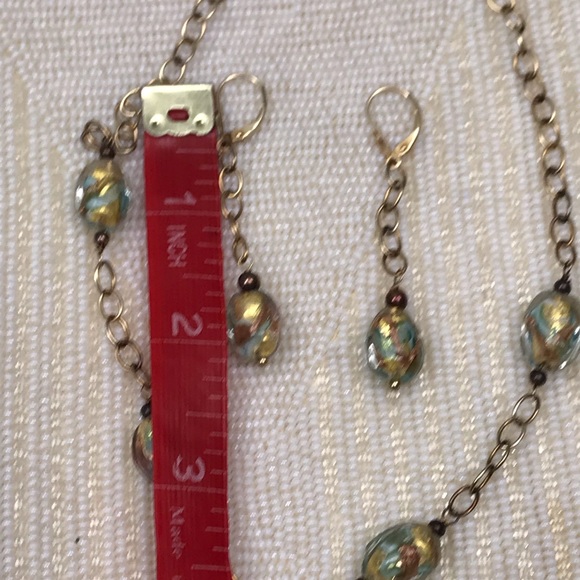 Fine Jewelry Glass Drop Necklace 1/514K Gold-Bonded Sterling Silver + Earrings - Picture 13 of 15